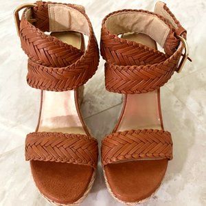 Stuart Weitzman Leather  Braided Wedge Sandals